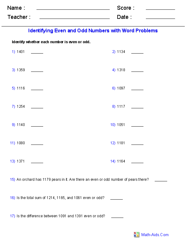 Even and Odd Worksheets | Dynamically Created Even and Odd Worksheets