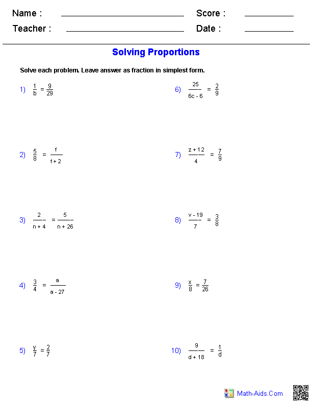 Proportions And Similar Figures Worksheet