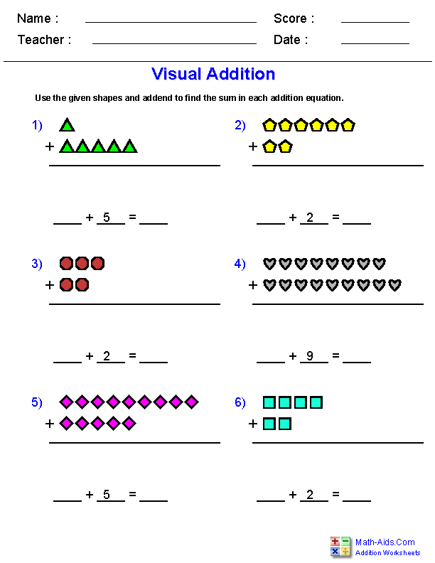 Visual Addition Worksheets