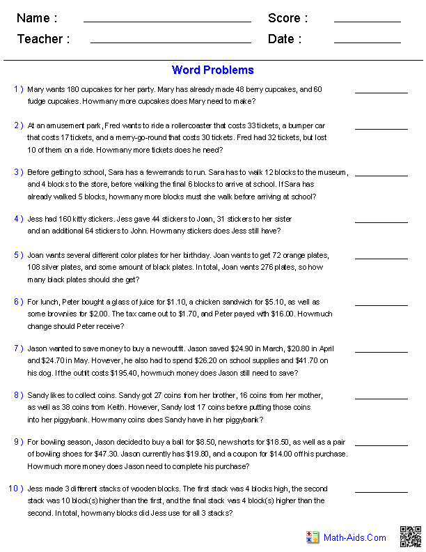 Multi Step Word Problems Worksheets Pdf