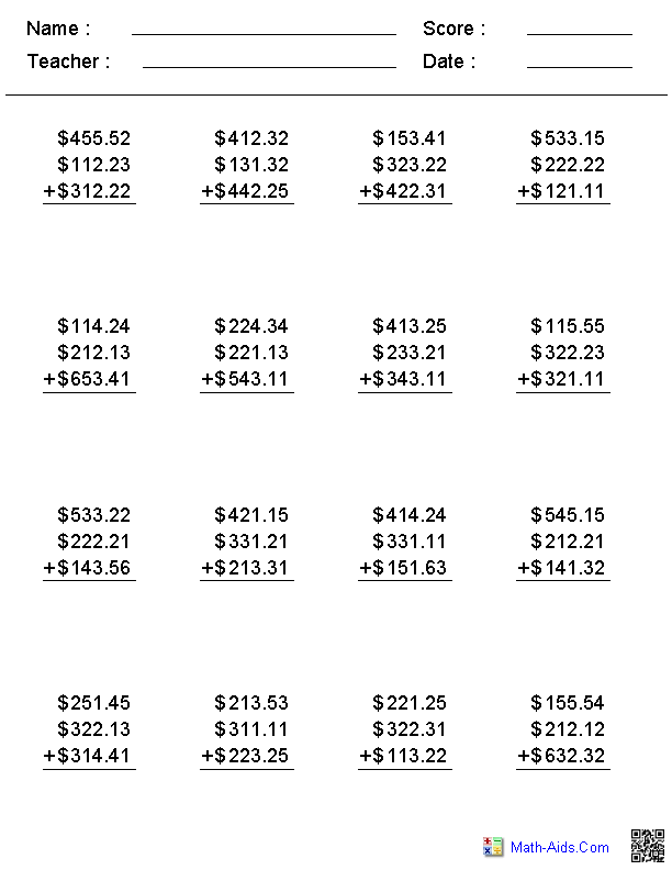 addition worksheets dynamically created addition worksheets