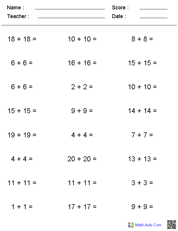 Addition Worksheets | Dynamically Created Addition Worksheets