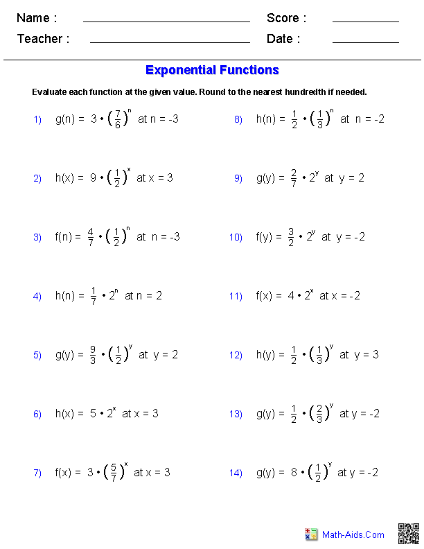 Algebra Topics: Exponents