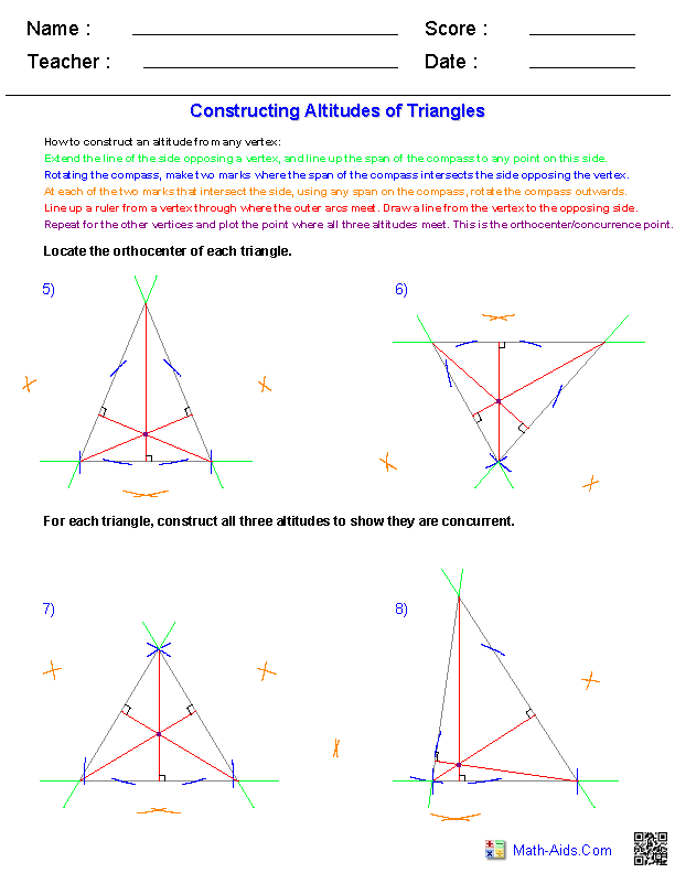 Constructions Geometry Worksheets