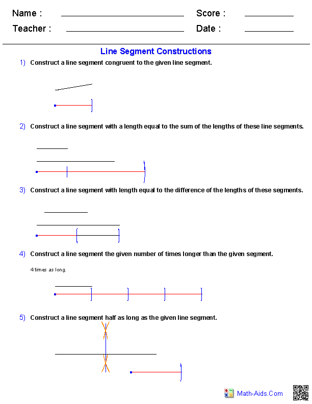 Geometry Worksheets  Constructions Worksheets