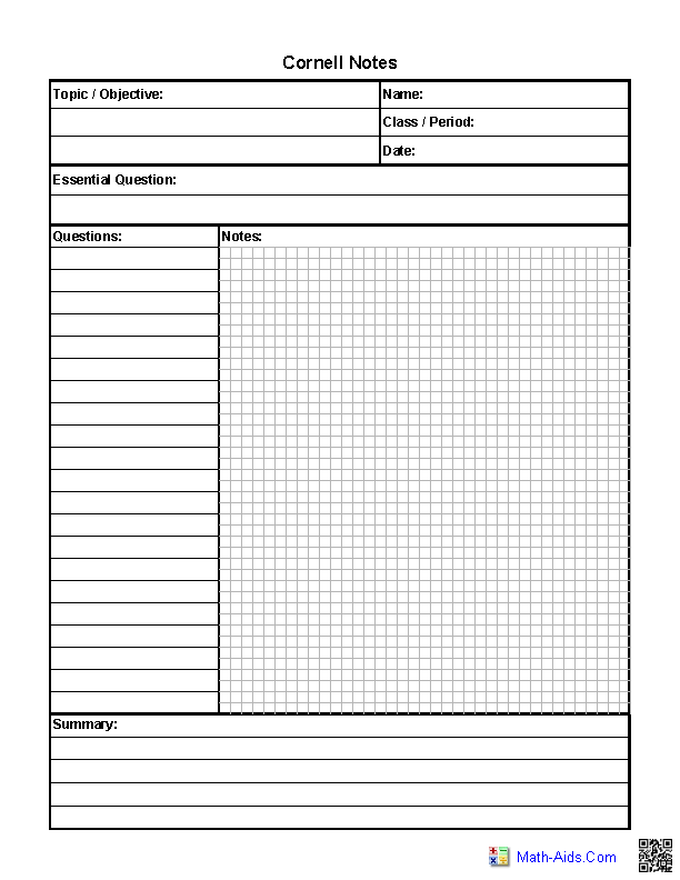 Cornell Notes Template