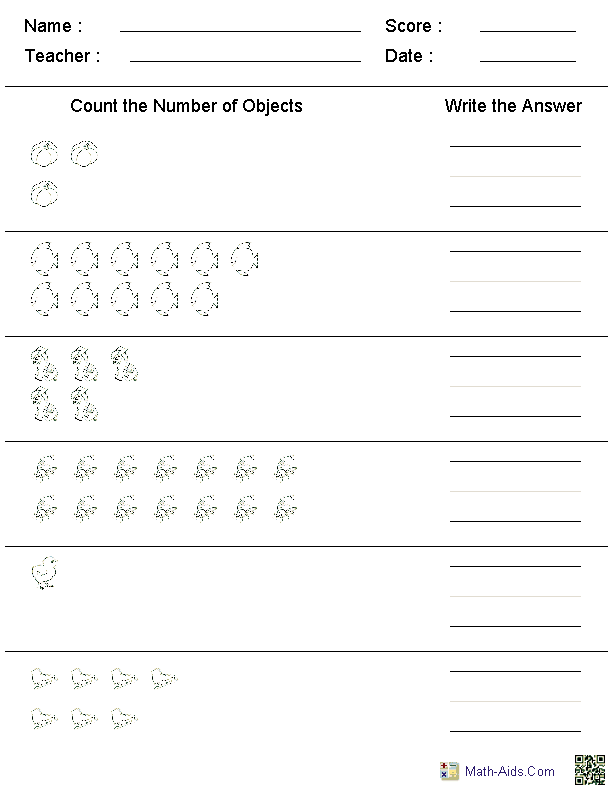 Count How Many Kindergarten Worksheets