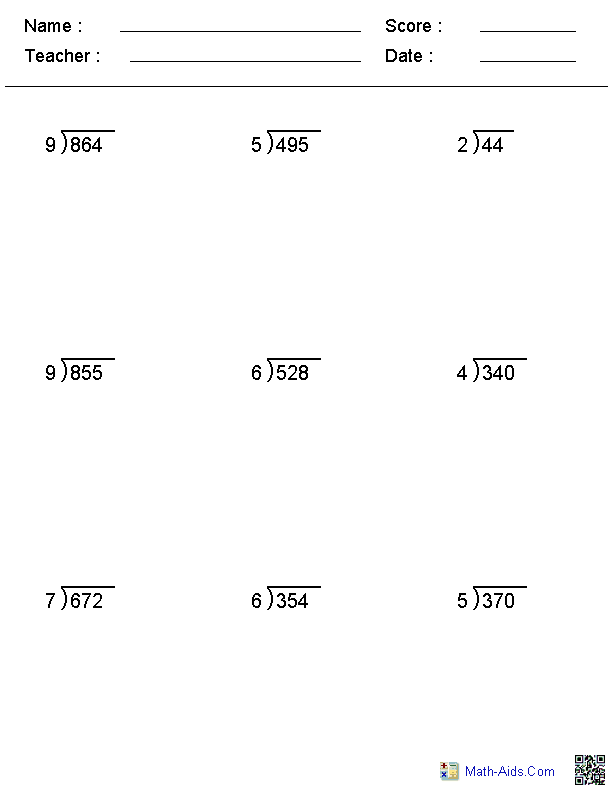 Long Division Worksheets