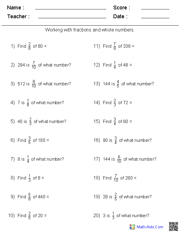 Whole Numbers Into Fractions Worksheet