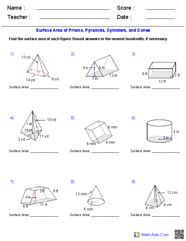 Geometry Worksheets | Volume Worksheets