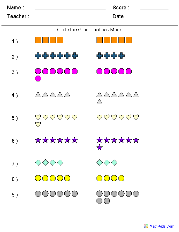 Comparing Shapes Worksheets