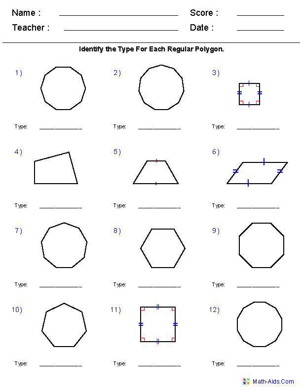Geometry Worksheets | Polygons Worksheets