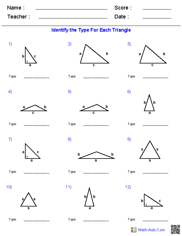 Classifying Triangles Chart