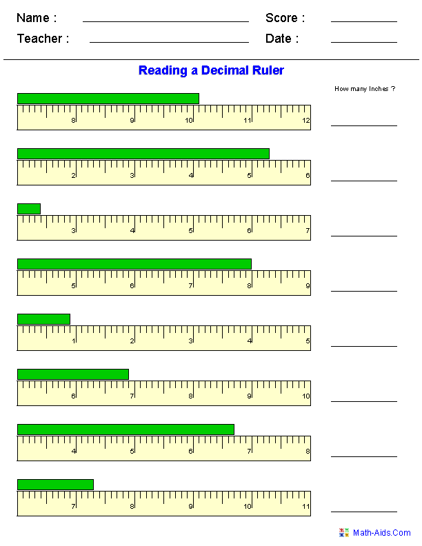 Ruler Measurement Conversion Chart