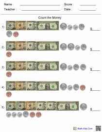 Money Math Worksheets