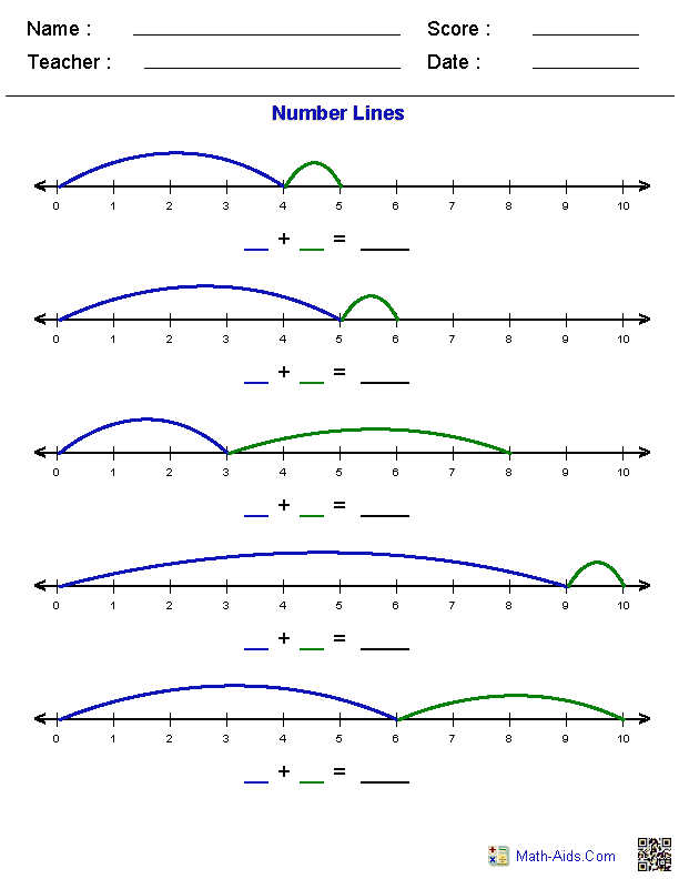 Number Lines Math Worksheets