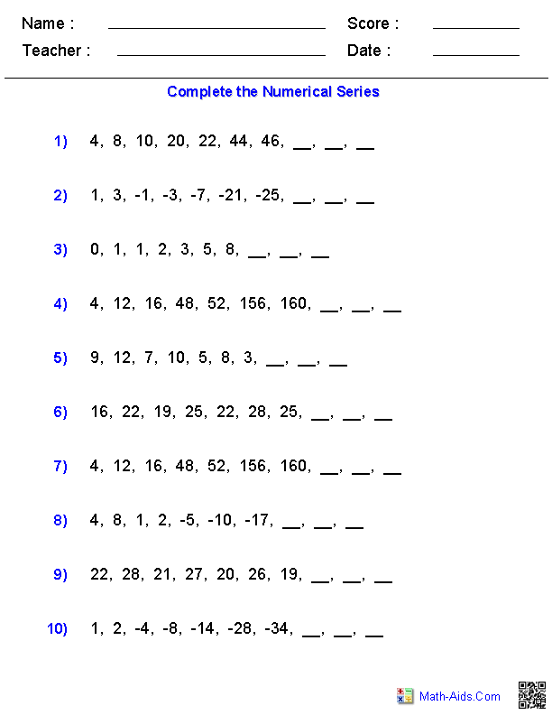 Patterns Worksheets | Dynamically Created Patterns Worksheets