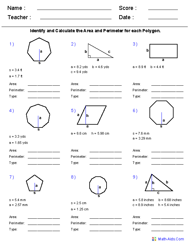 Geometry Worksheets Quadrilaterals And Polygons Worksheets