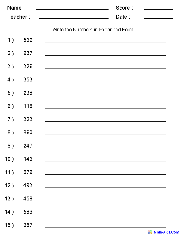 expanded form 4th grade worksheets
 Place Value Worksheets | Place Value Worksheets for Practice