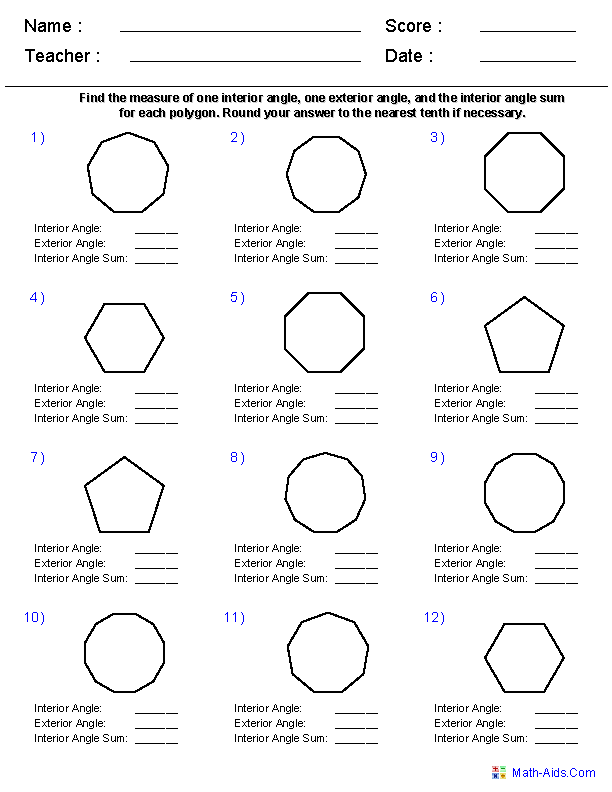 Geometry Worksheets Quadrilaterals And Polygons Worksheets