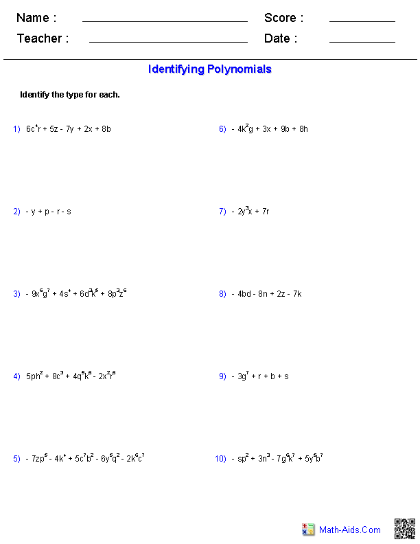 65 FREE MATH WORKSHEETS MULTIPLYING MONOMIALS