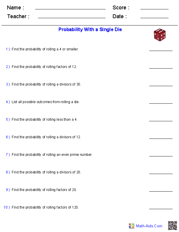 probability worksheet maths genie