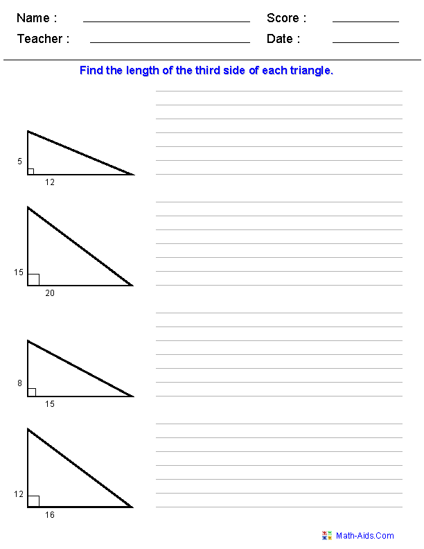 Pythagorean Theorem Worksheets | Practicing Pythagorean Theorem Worksheets