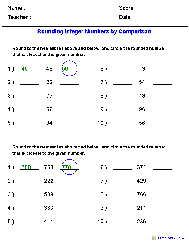Rounding Worksheets | Rounding Worksheets for Practice