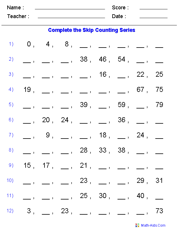 Counting printables skip Skip Counting