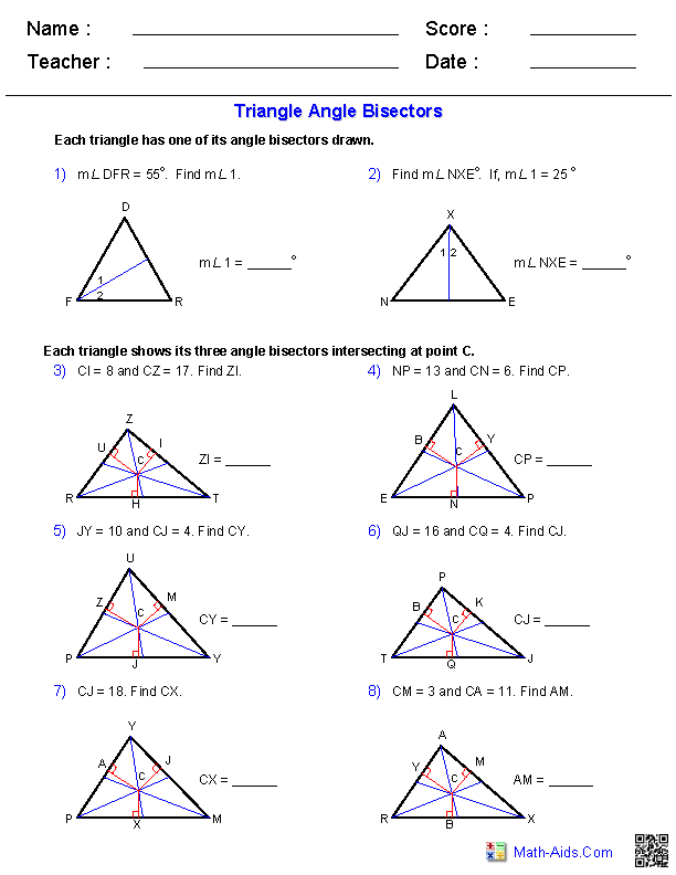 Geometry Worksheets Triangle Worksheets