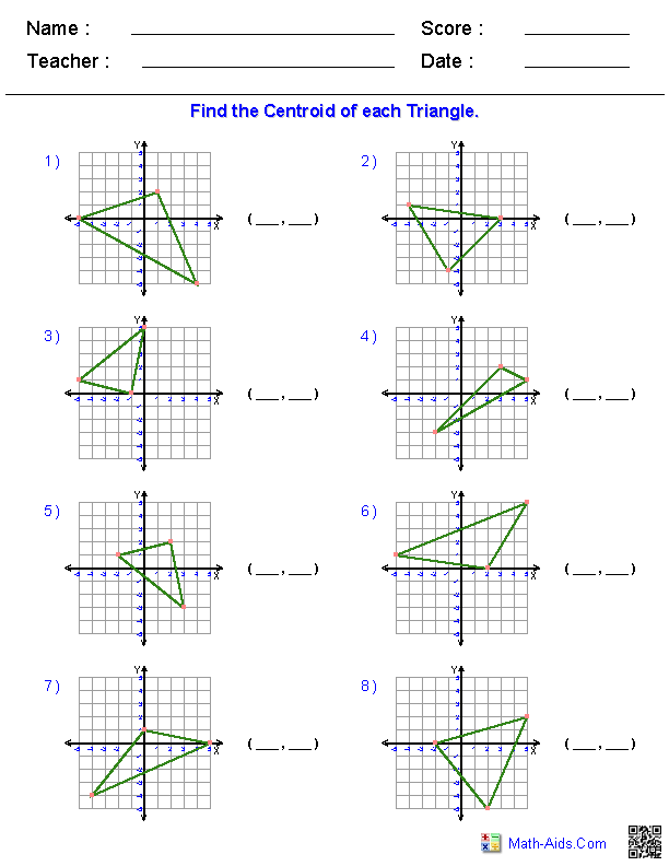 Centroid Worksheets