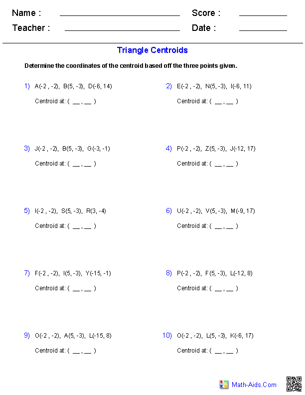 Geometry Worksheets Triangle Worksheets