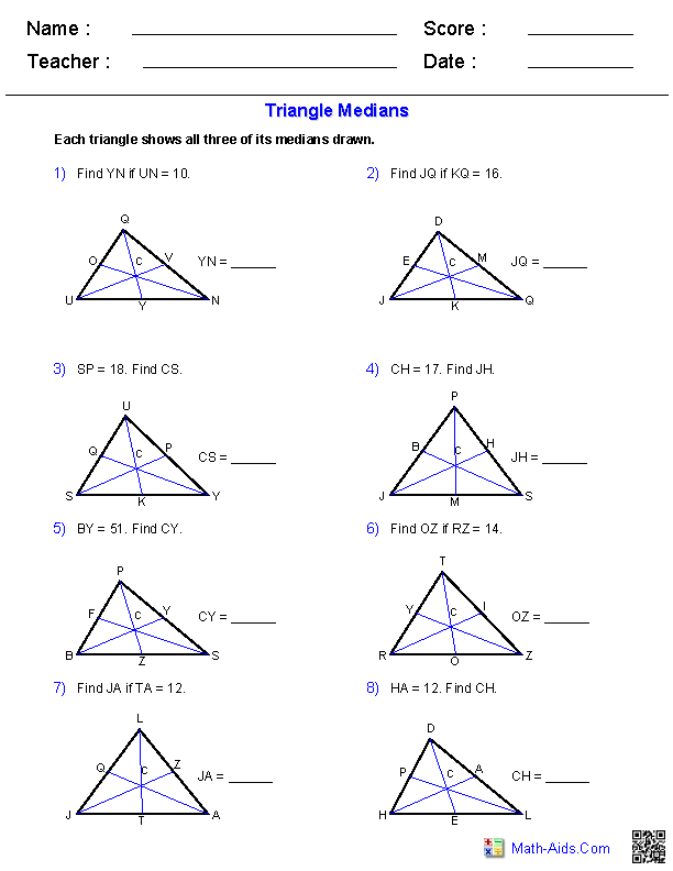 Geometry Worksheets Triangle Worksheets