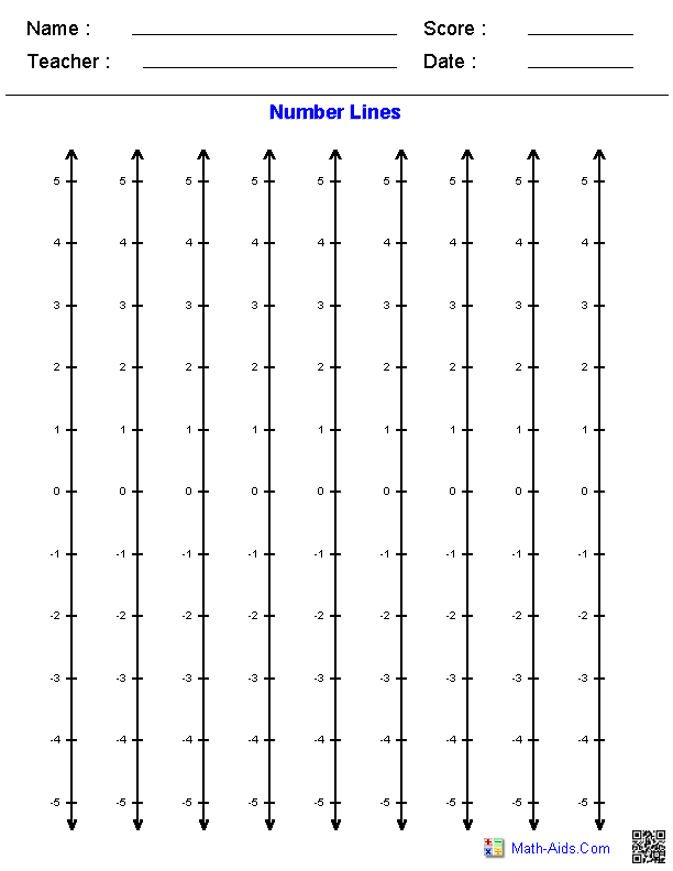 Vertical Graphing Paper Number Line Worksheets