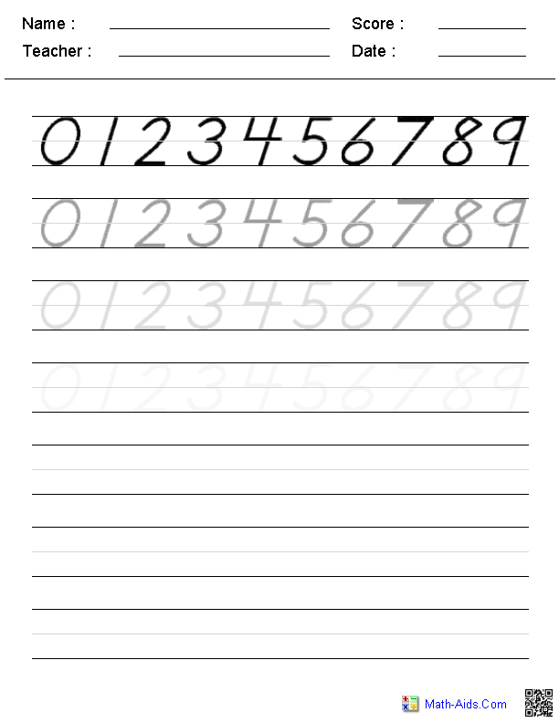 writing numbers - Kindergarten Number Worksheets